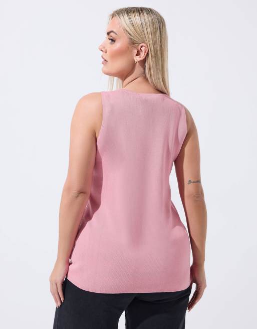 Yours Clothing Knitted vest top in pink, 4 of 4