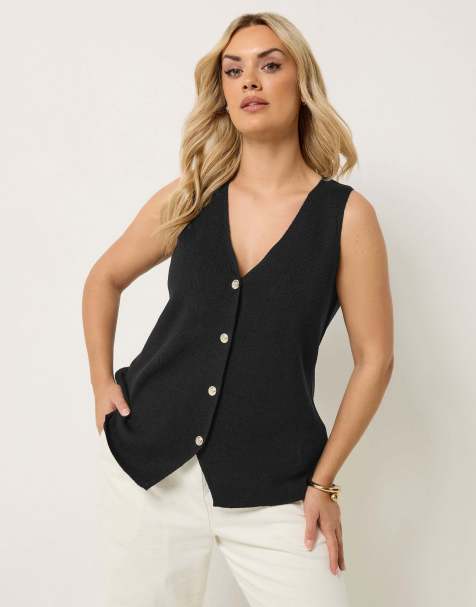 Yours Clothing Knitted waistcoat in black - view 1