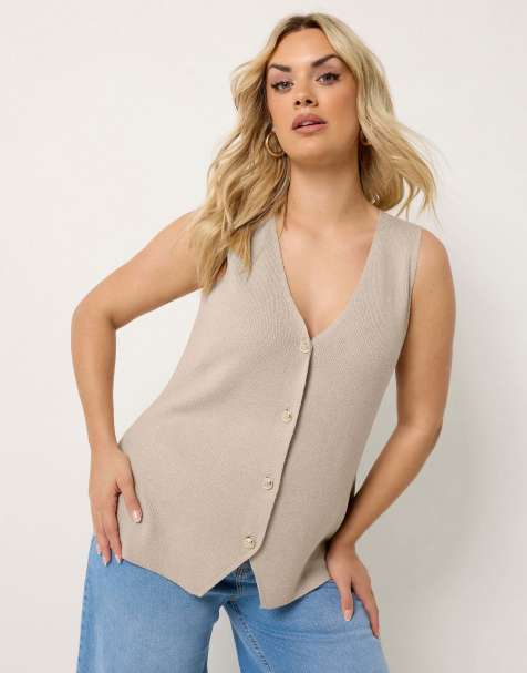 Yours Clothing Knitted waistcoat in natural - view 1