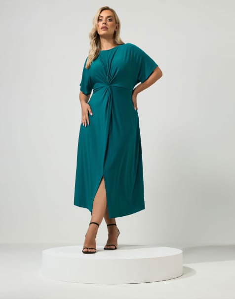 Yours Clothing Knot front maxi dress in blue - view 1
