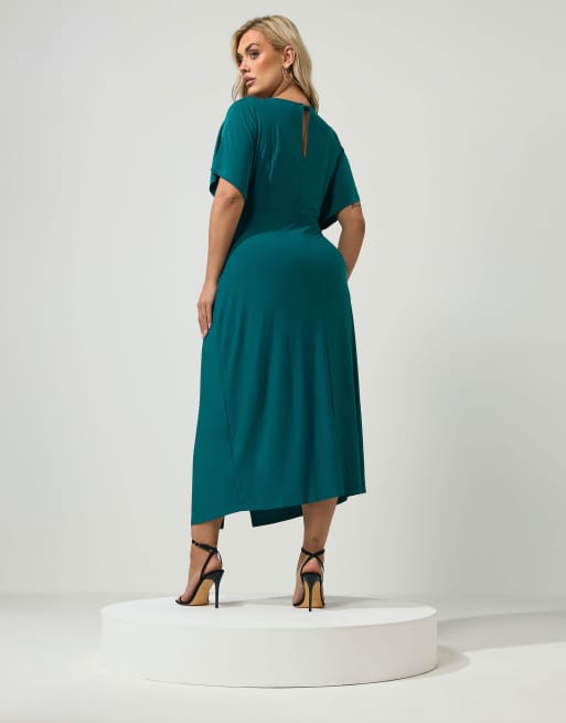 Yours Clothing Knot front maxi dress in blue, 3 of 4
