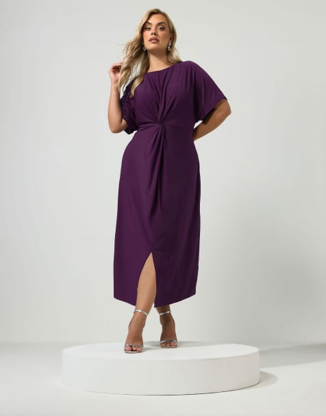 Yours Clothing Knot front maxi dress in purple - view 1