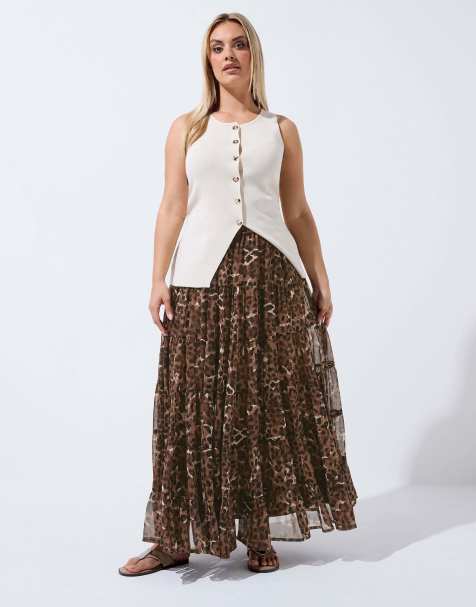 Yours Clothing Leopard print maxi skirt in brown - view 1
