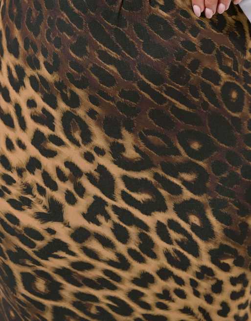Yours Clothing Leopard print maxi skirt in brown, 4 of 4