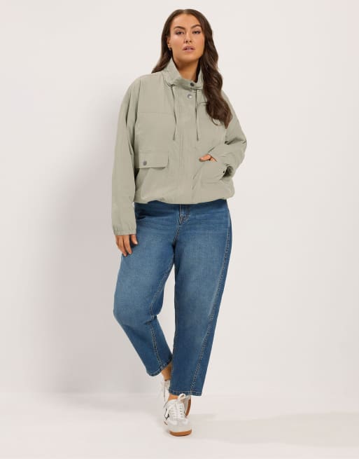 Yours Clothing Lightweight funnel neck jacket in grey, 2 of 4