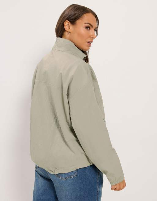 Yours Clothing Lightweight funnel neck jacket in grey, 3 of 4