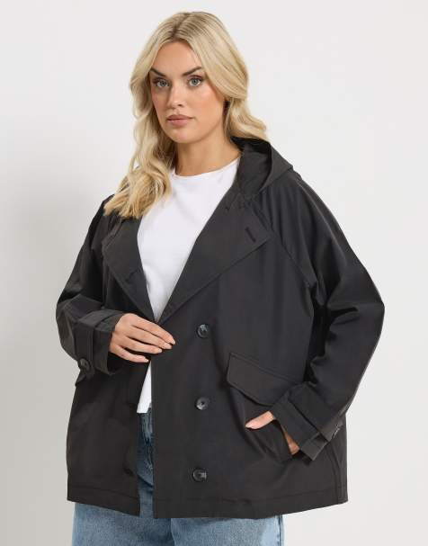 Yours Clothing Lightweight hooded raglan jacket in black - view 1