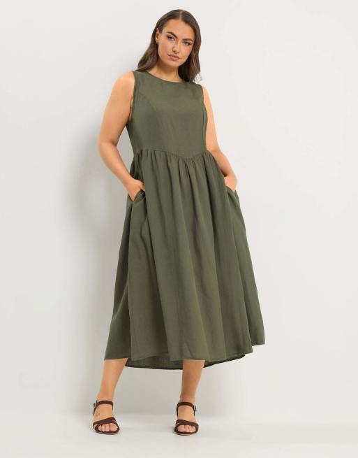 Yours Clothing Linen dress in green, 2 of 4