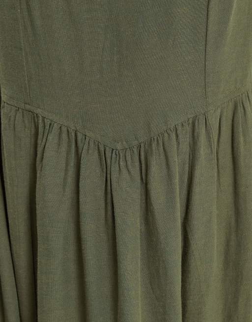 Yours Clothing Linen dress in green, 3 of 4