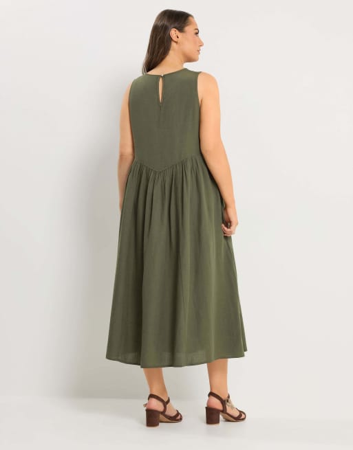 Yours Clothing Linen dress in green, 4 of 4