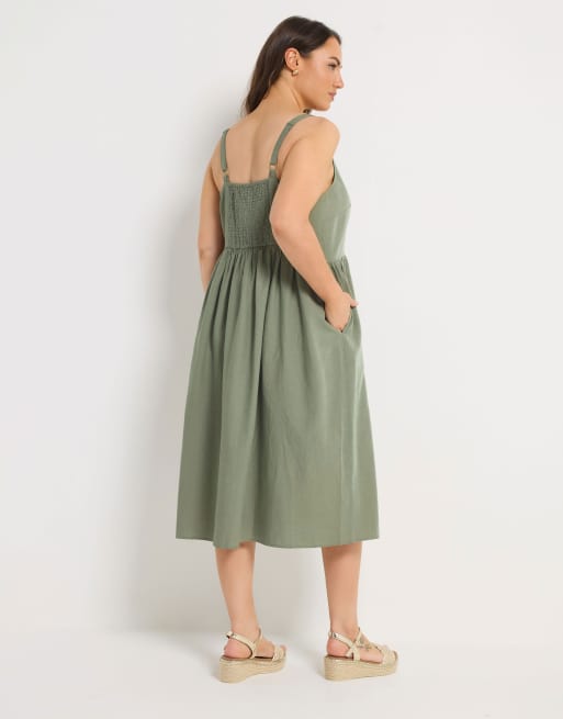 Yours Clothing Linen sundress in green, 2 of 3