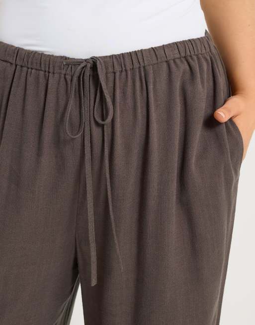 Yours Clothing Linen trousers in brown, 5 of 5