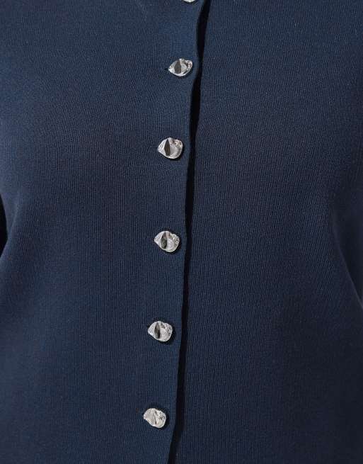 Yours Clothing Long sleeve knitted top in blue, 3 of 4