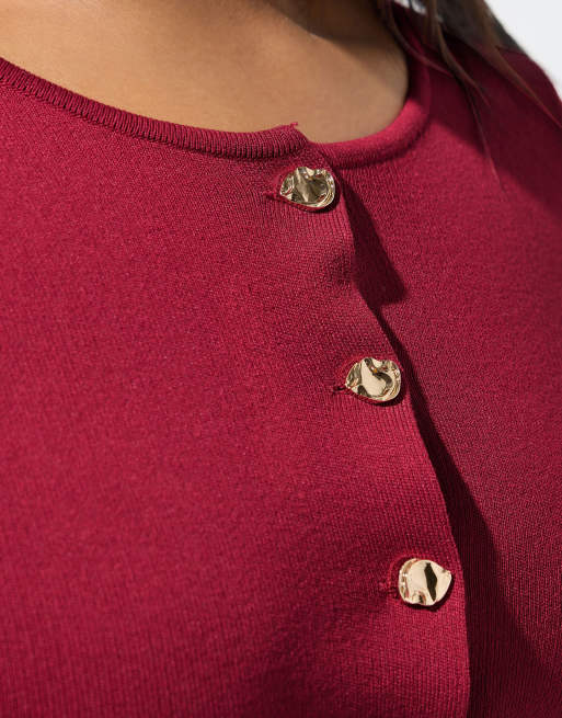 Yours Clothing Long sleeve knitted top in red, 2 of 4