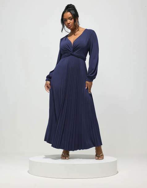 Yours Clothing Long sleeve maxi dress in blue - view 1