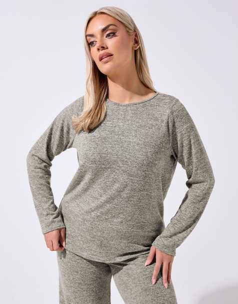 Yours Clothing Long sleeve top in natural