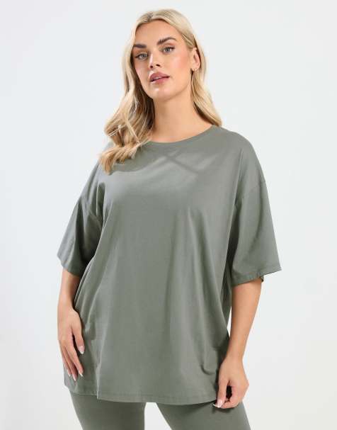 Yours Clothing Longline t-shirt in green - view 1