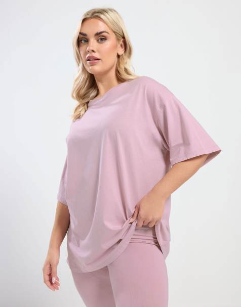 Yours Clothing Longline t-shirt in pink