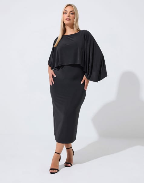 Yours Clothing Maxi cape dress in black - view 1