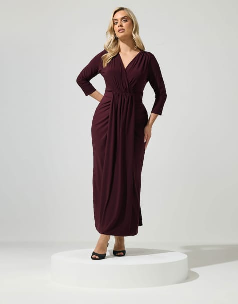 Yours Clothing Maxi drape dress in purple - view 1