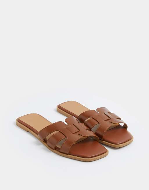 Yours Clothing Mule sandals in wide e fit in brown, 4 of 4