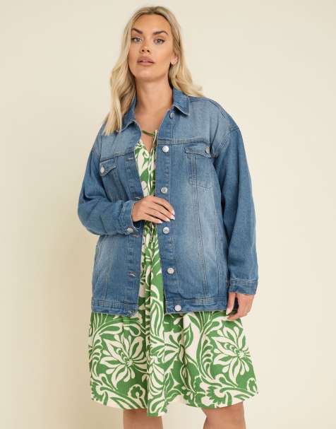 Yours Clothing Oversized denim jacket in blue - view 1