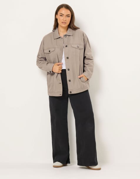 Yours Clothing Oversized denim jacket in brown - view 1