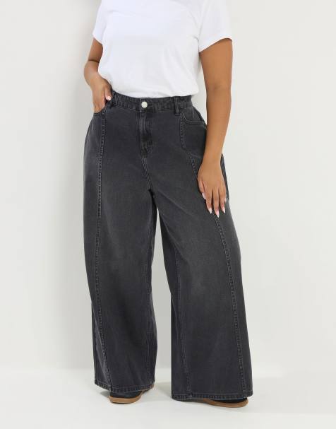 Yours Clothing Palazzo wide leg jeans in black - view 1