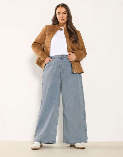 Yours Clothing Palazzo wide leg jeans in blue - view 1