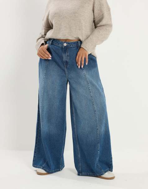 Yours Clothing Palazzo wide leg jeans in blue - view 1