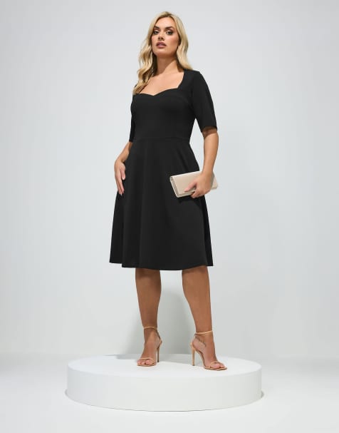 Yours Clothing Panel skater dress in black - view 1