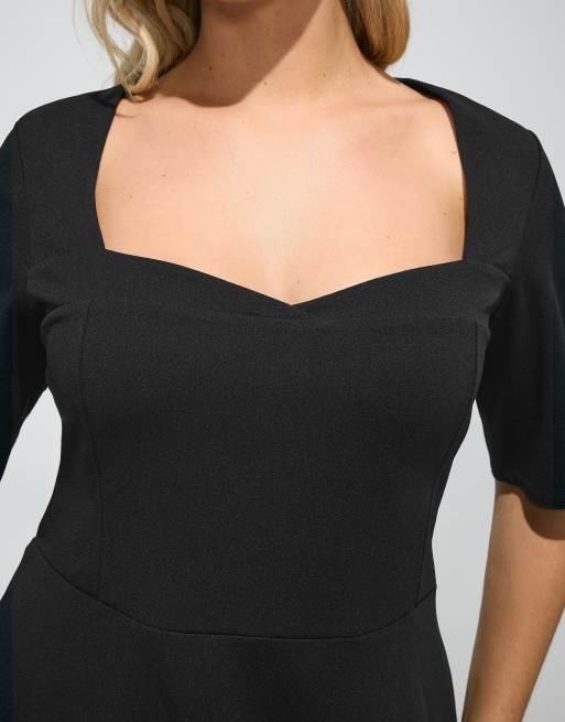 Yours Clothing Panel skater dress in black, 3 of 4