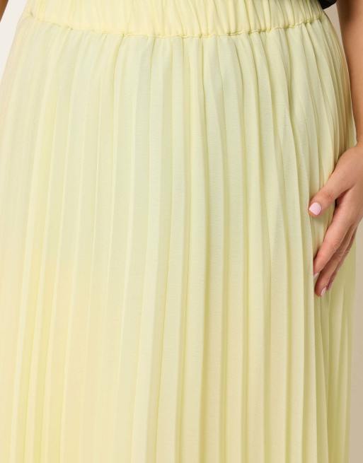 Yours Clothing Pleated maxi skirt in yellow, 4 of 4