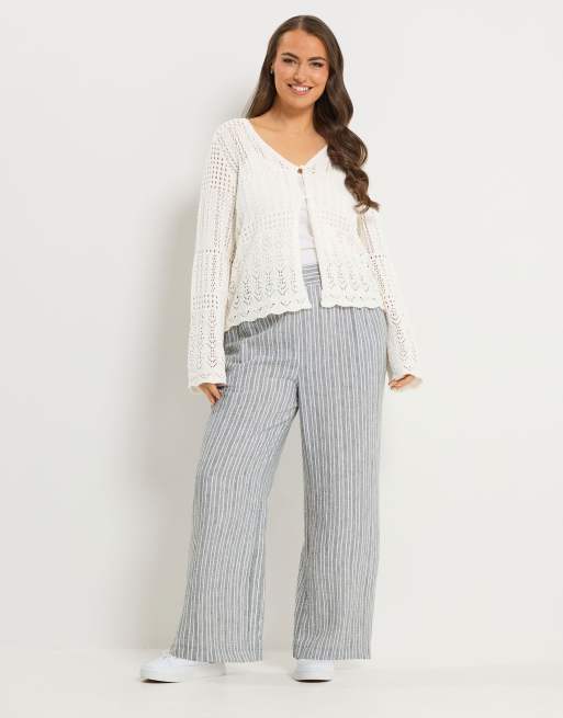 Yours Clothing Pointelle knitted cardigan in ivory, 2 of 4