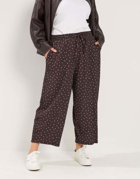 Yours Clothing Polka dot barrel trousers in brown - view 1