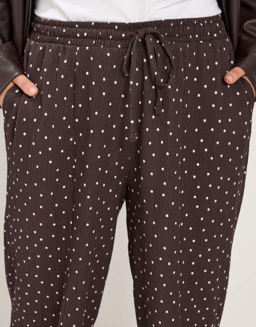Yours Clothing Polka dot barrel trousers in brown, 4 of 4