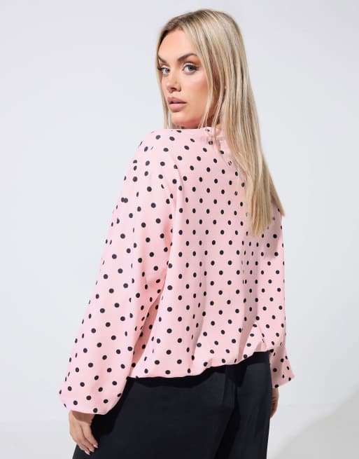 Yours Clothing Polka dot bomber jacket in pink, 3 of 4