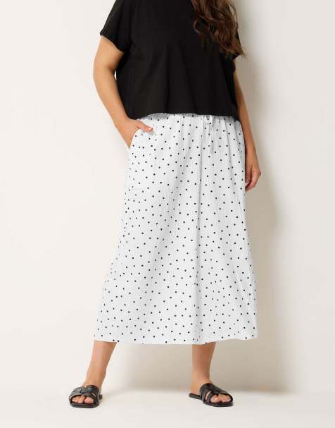 Yours Clothing Polka dot culottes in white - view 1