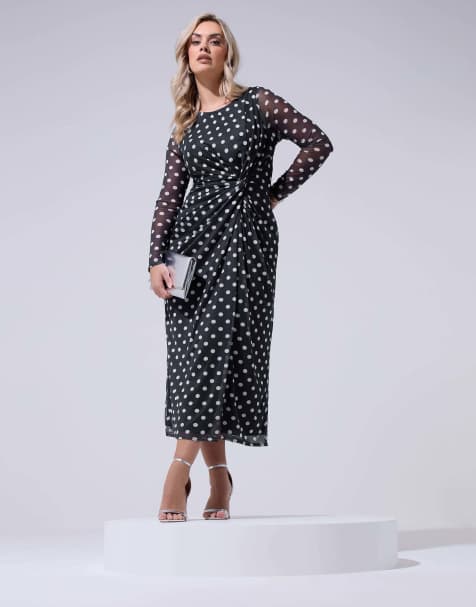 Yours Clothing Polka dot maxi dress in blue - view 1
