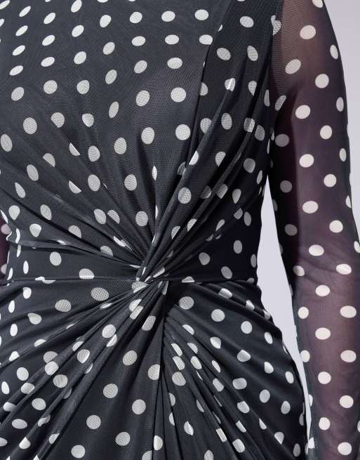 Yours Clothing Polka dot maxi dress in blue, 5 of 5
