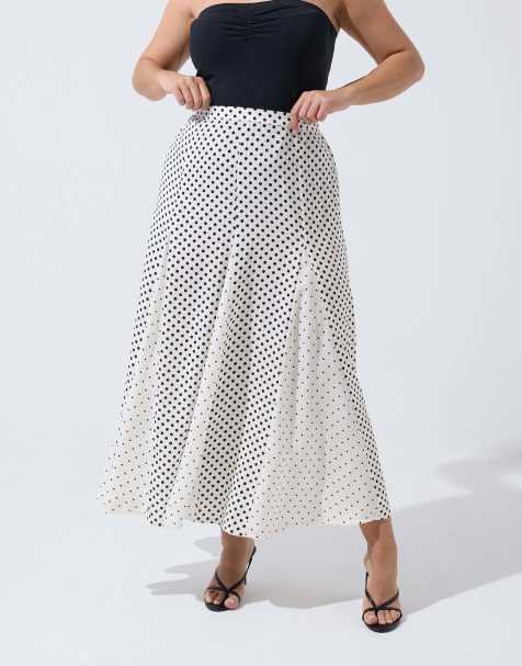 Yours Clothing Polka dot maxi skirt in white - view 1
