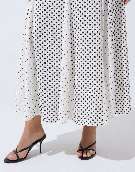 Yours Clothing Polka dot maxi skirt in white, 4 of 4