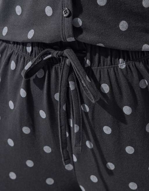 Yours Clothing Polka dot wide leg trousers in black, 4 of 4