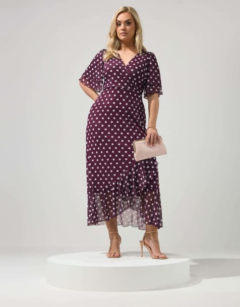 Yours Clothing Polka dot wrap dress in red