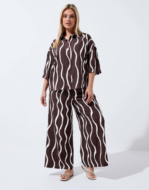 Yours Clothing Printed boxy shirt and trouser set - view 1