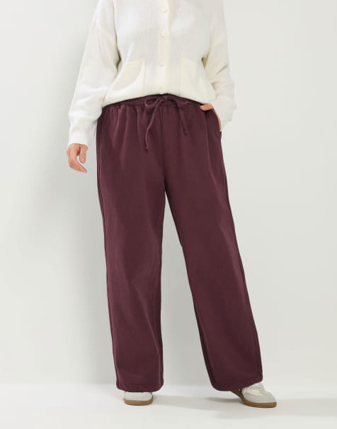 Yours Clothing Pull on wide leg jeans in red