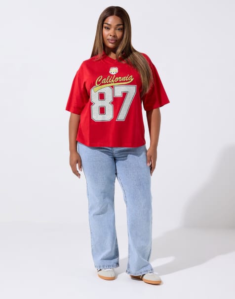 Yours Clothing Rugby collar varsity top in red - view 1