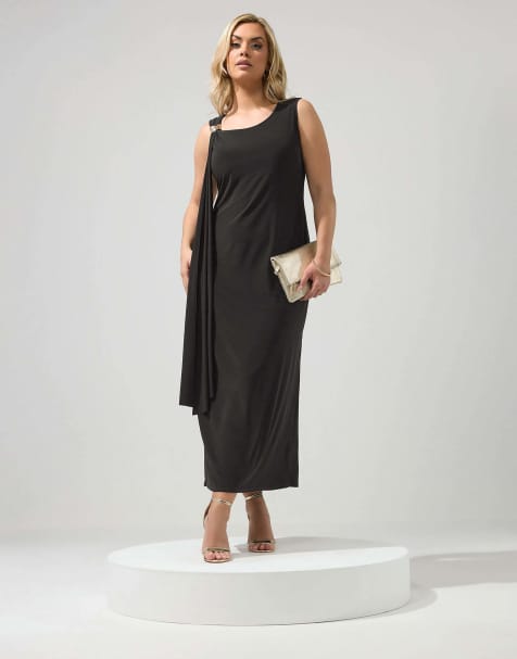 Yours Clothing Sash maxi dress in black