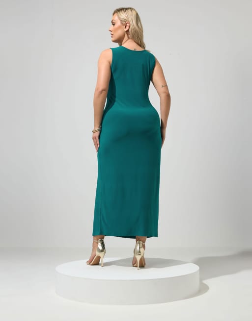 Yours Clothing Sash maxi dress in blue, 3 of 4
