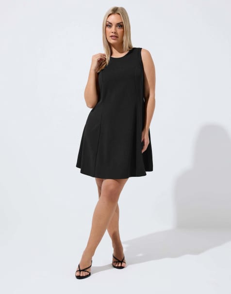 Yours Clothing Seam detail mini dress in black - view 1